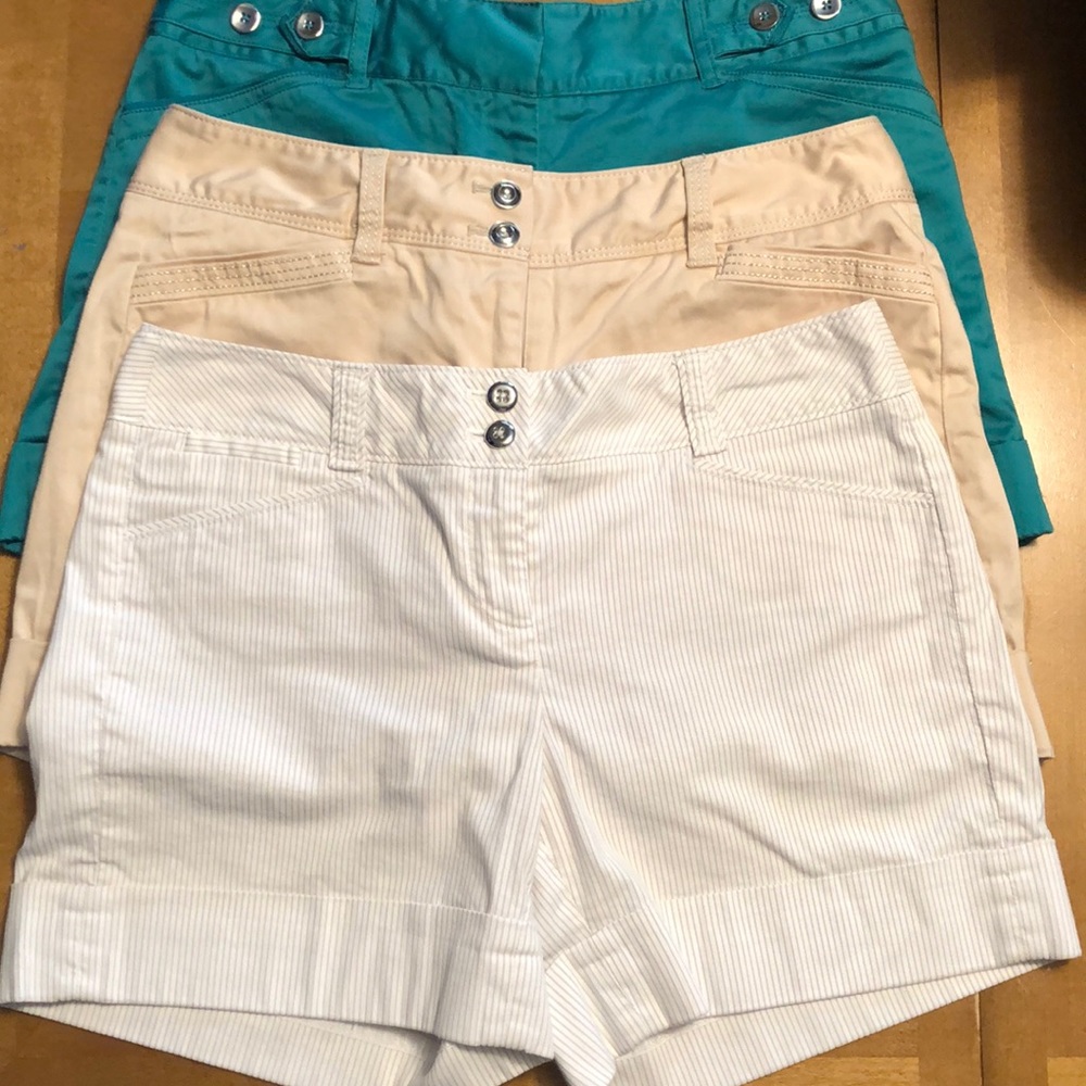 WHBM shorts with pockets in 3 colors, like new